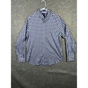 J.Crew Mens Classic Performance Stretch Blue Gingham Button‎ Down Shirt L